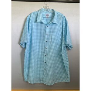 HB Men's 3XL Blue Plaid Short Sleeve‎ Button-Up Shirt Casual